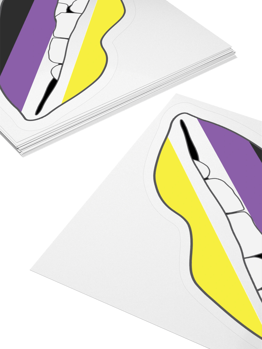 Non-binary Pride Flag Biting Lips Sticker product image (11)