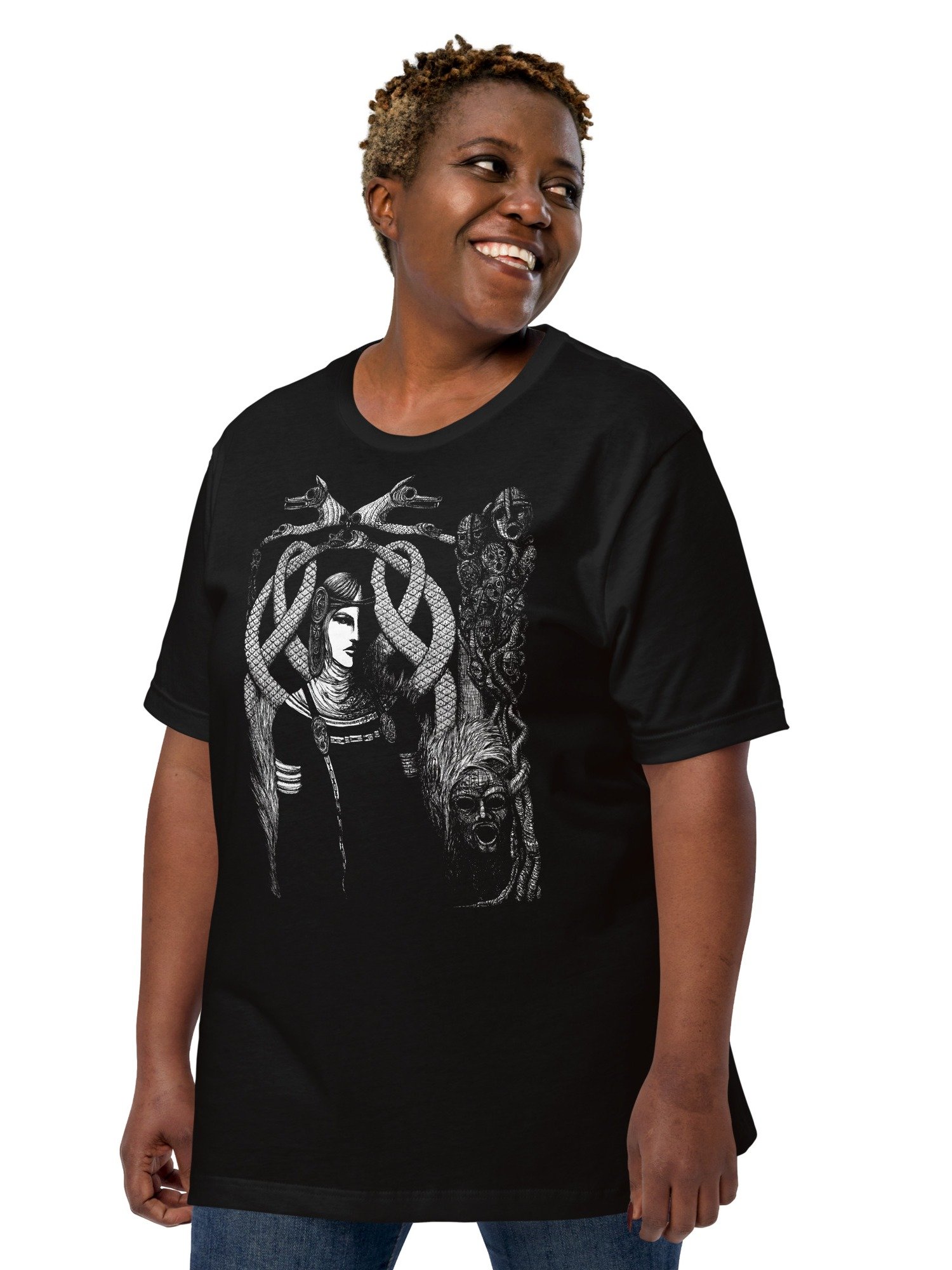Hel in Black Regular Fit Supersoft Bella Canvas T-Shirt Norse Mythology product image (4)