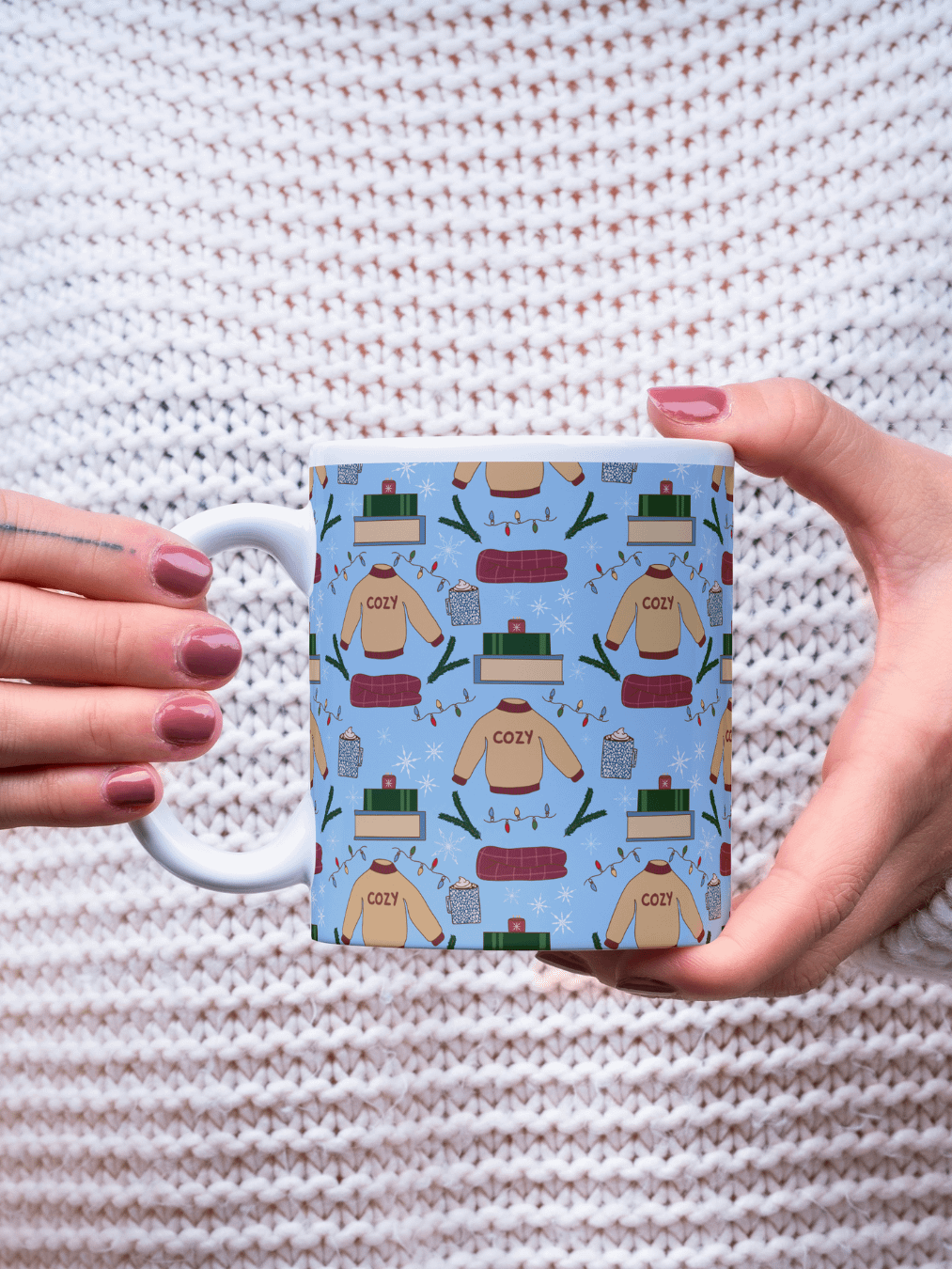 Cozy Winter Pattern Mug in Blue product image (1)