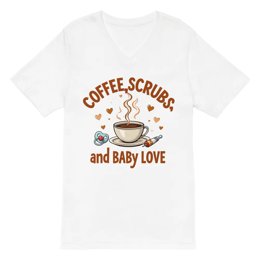 Coffee, Scrubs, and Baby Love V-Neck Tee product image (6)