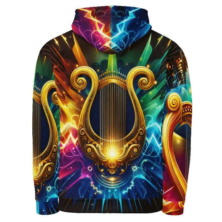 Harp Musical Instrument - All-Over Unisex Hoodie #7 product image (2)