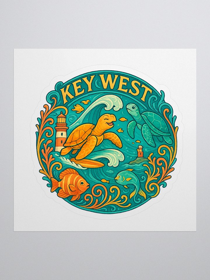 Kiss-Cut Key West Tropical Sticker with Turtles, Fish, and Lighthouse product image (2)