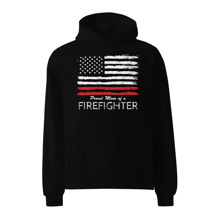 Patriotic Firefighter Mom Hoodie | USA Flag Design | Perfect Gift for Proud Moms product image (1)
