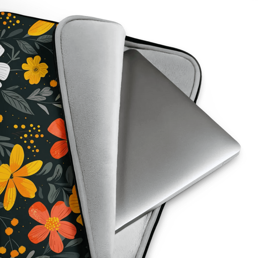 Yellow, Orange and White Floral Laptop Sleeve Cover by Treasure Pie product image (3)