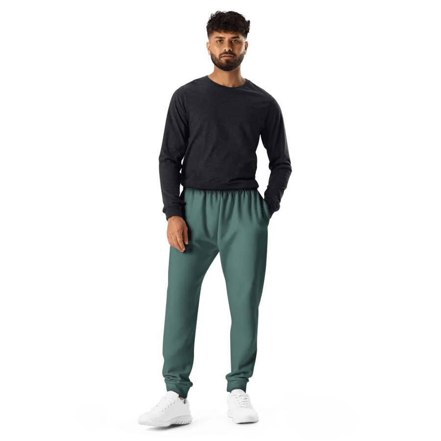 Plain Medium Dark Green Soft Summer Recycled Polyester Premium Men's Joggers by Treasure Pie product image (11)