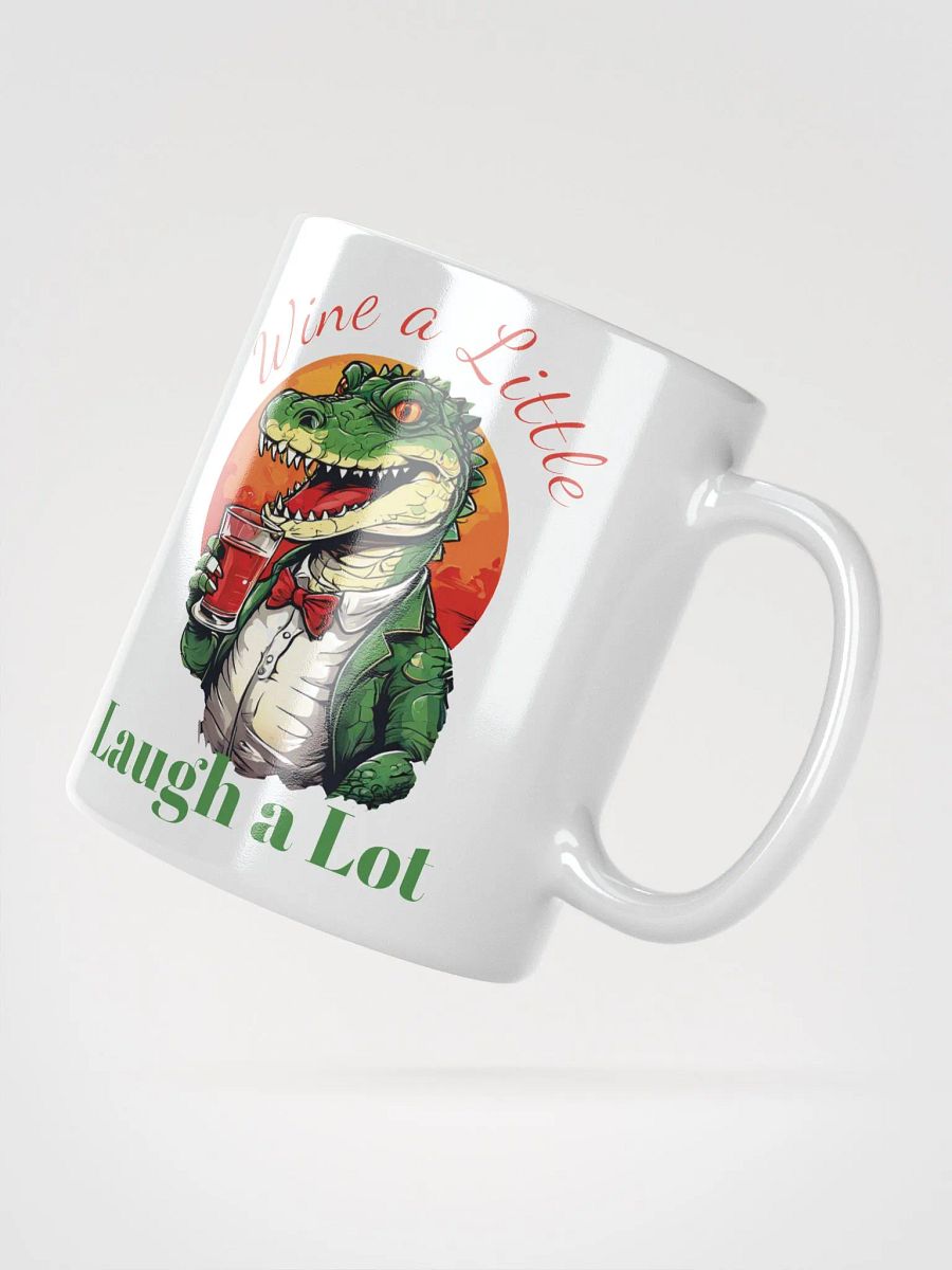 Wine a Little, Laugh a Lot - Unique Funny White Glossy Mug | Cheerful Crocodile with Wine | Perfect Gift for Wine Lovers product image (4)