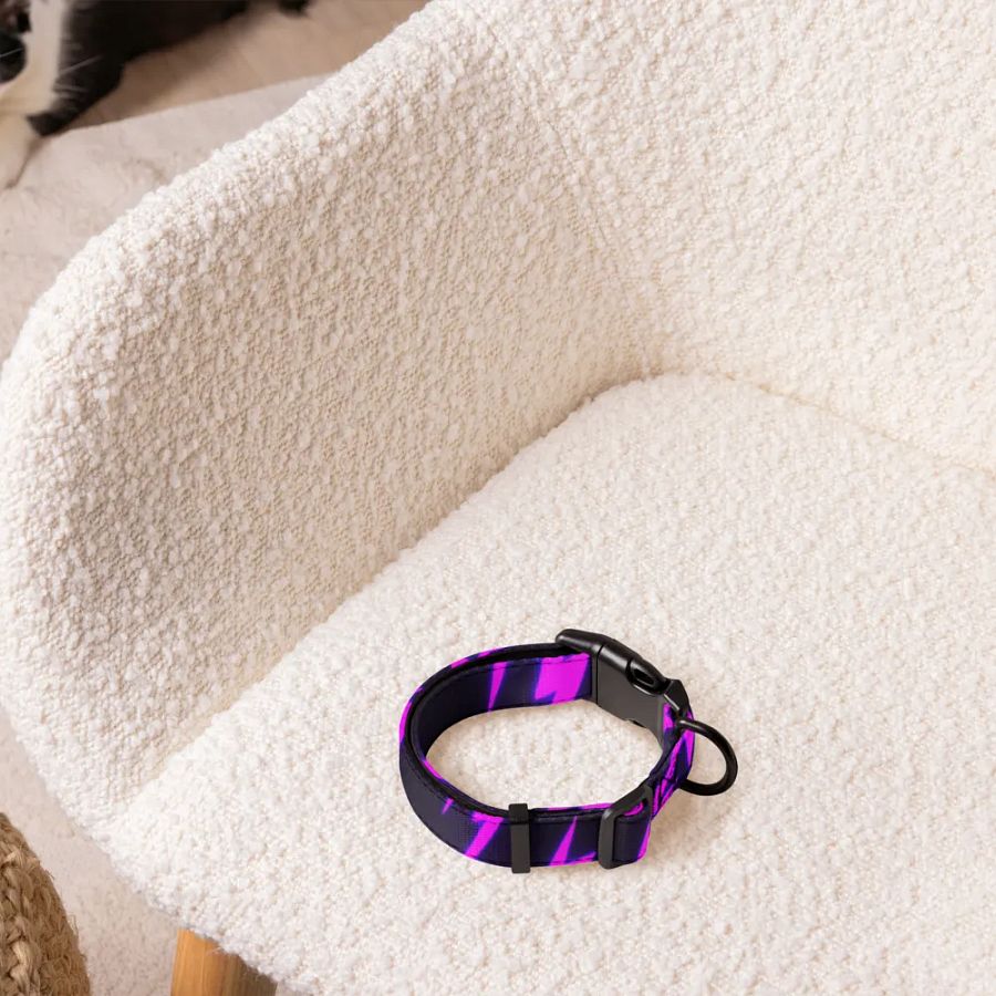 Neon Purple Bolts Pet Collar product image (5)