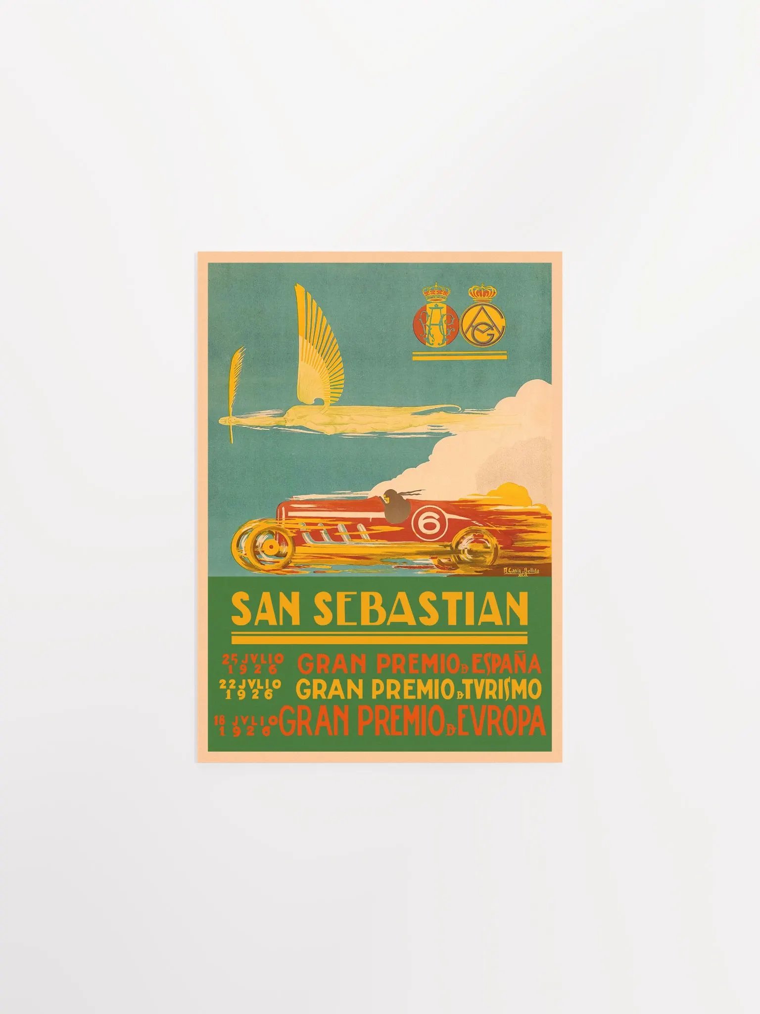 San Sebastian Vintage F1 Grand Prix, 1926 poster — Vintage Formula 1 poster, Monaco Grand Prix poster, retro travel poster, retro travel art product image (6)