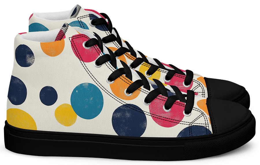 Polka Dot Illusion Vintage Retro Women's High Top Canvas Shoes product image (5)