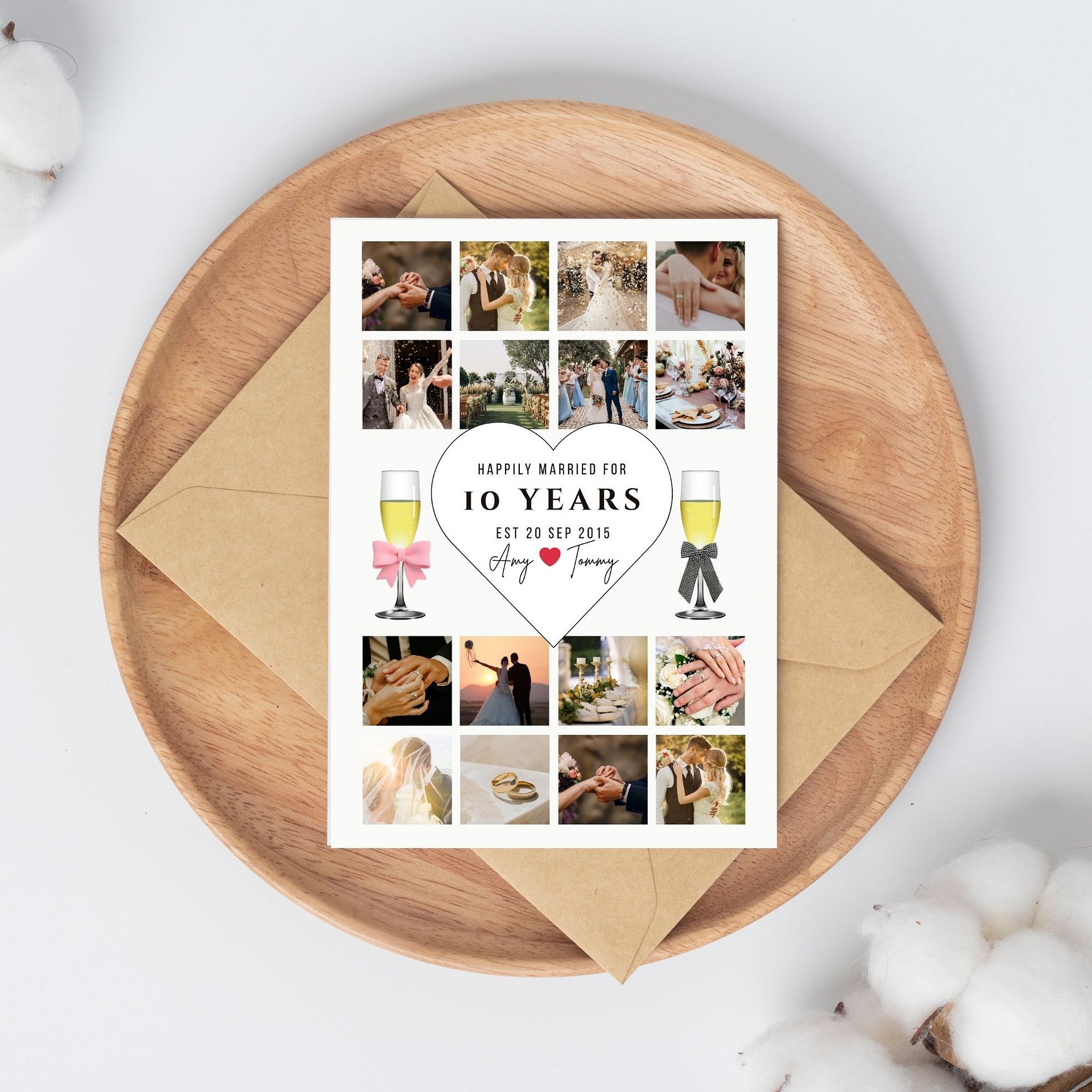 Champagne Glasses With Bow Anniversary Photo Card Template product image (4)