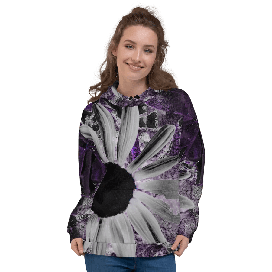 Abstract Dark Daisy Flower Unisex Pull Over Hoodie product image (5)