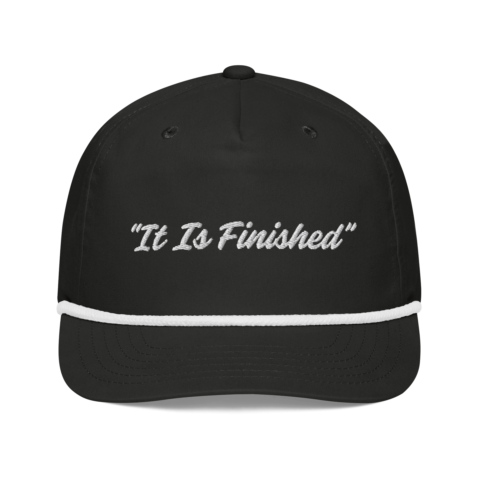 It Is Finished Hat – Minimal Christian Statement Rope Hat product image (1)