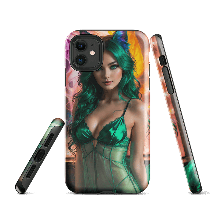 Fantasy Fox Girl - Emerald Flame iPhone Case product image (1)