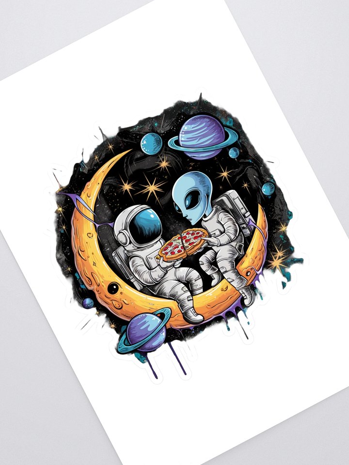 Space Pizza Party: Astronaut and Alien Enjoy a Slice on the Moon for Sci-Fi Lovers T-Shirt Hodies mens womens fit many item,color,size product image (1)
