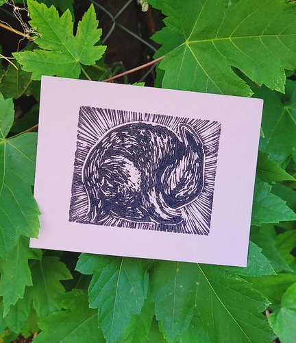 new little guy carved on some shina plywood! inspired by the family of bunnies who live in my backyard 🐇