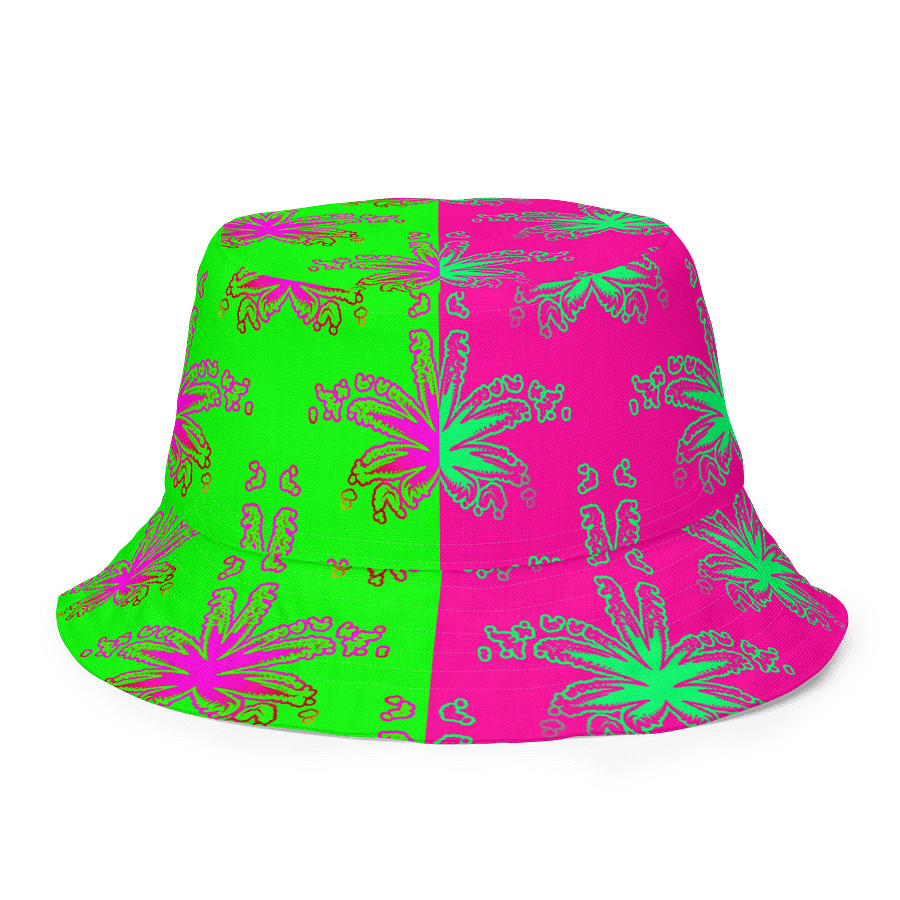 Stoner Circus Cannabis Summertime Reversible Bucket Hat, Pink Green Orange Blue Weed Reefer Rave Accessory, 420 Pot Leaf Festival Fashion product image (5)
