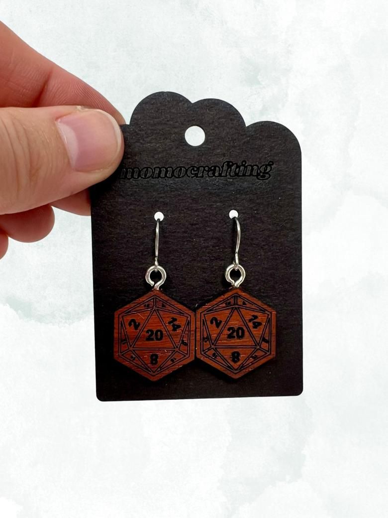 D20 Dangle Earrings (Padauk) product image (1)