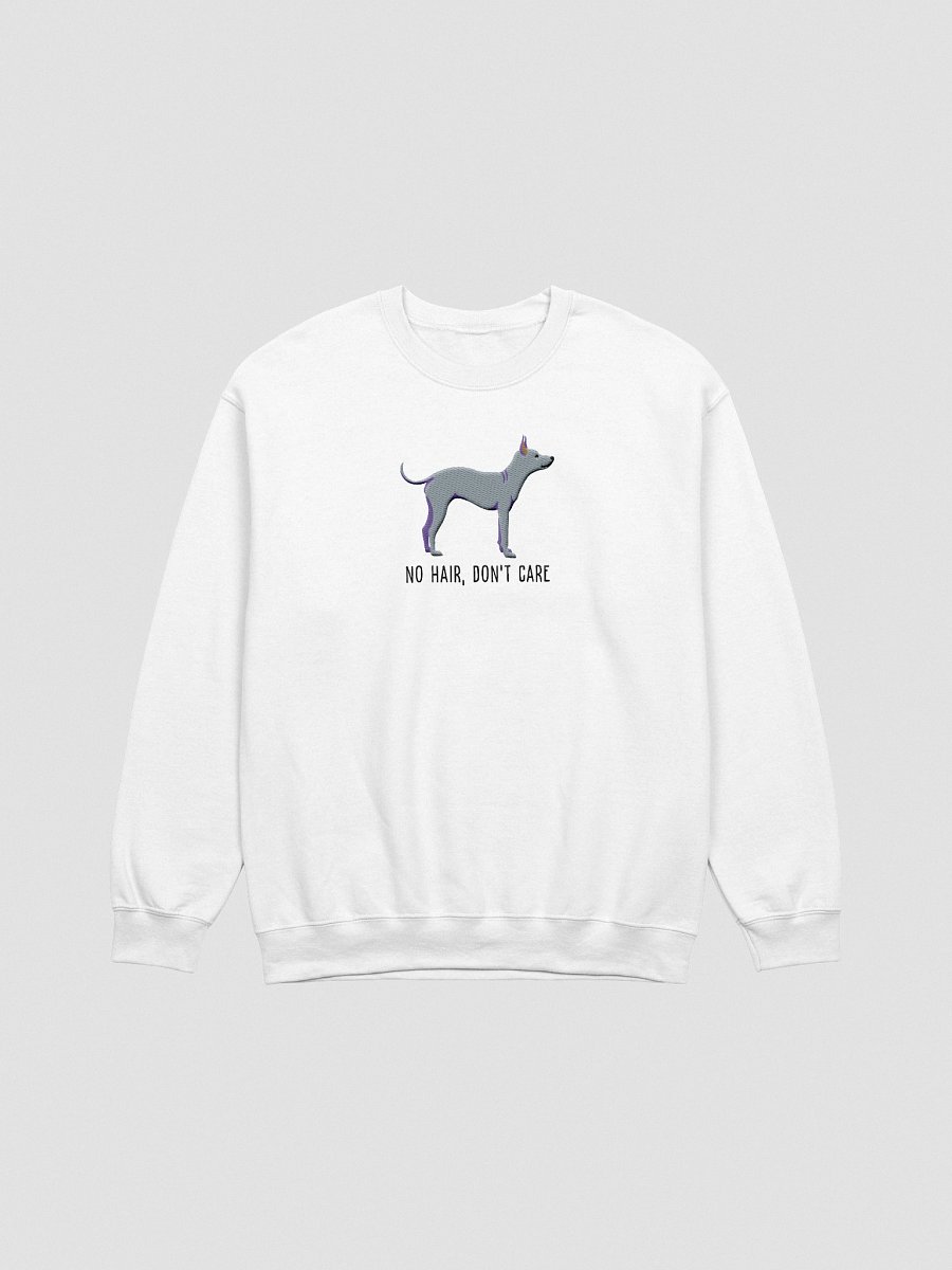 No Hair, Don't Care Sweatshirt (Embroidered) of an American Hairless Terrier(Blue) product image (16)