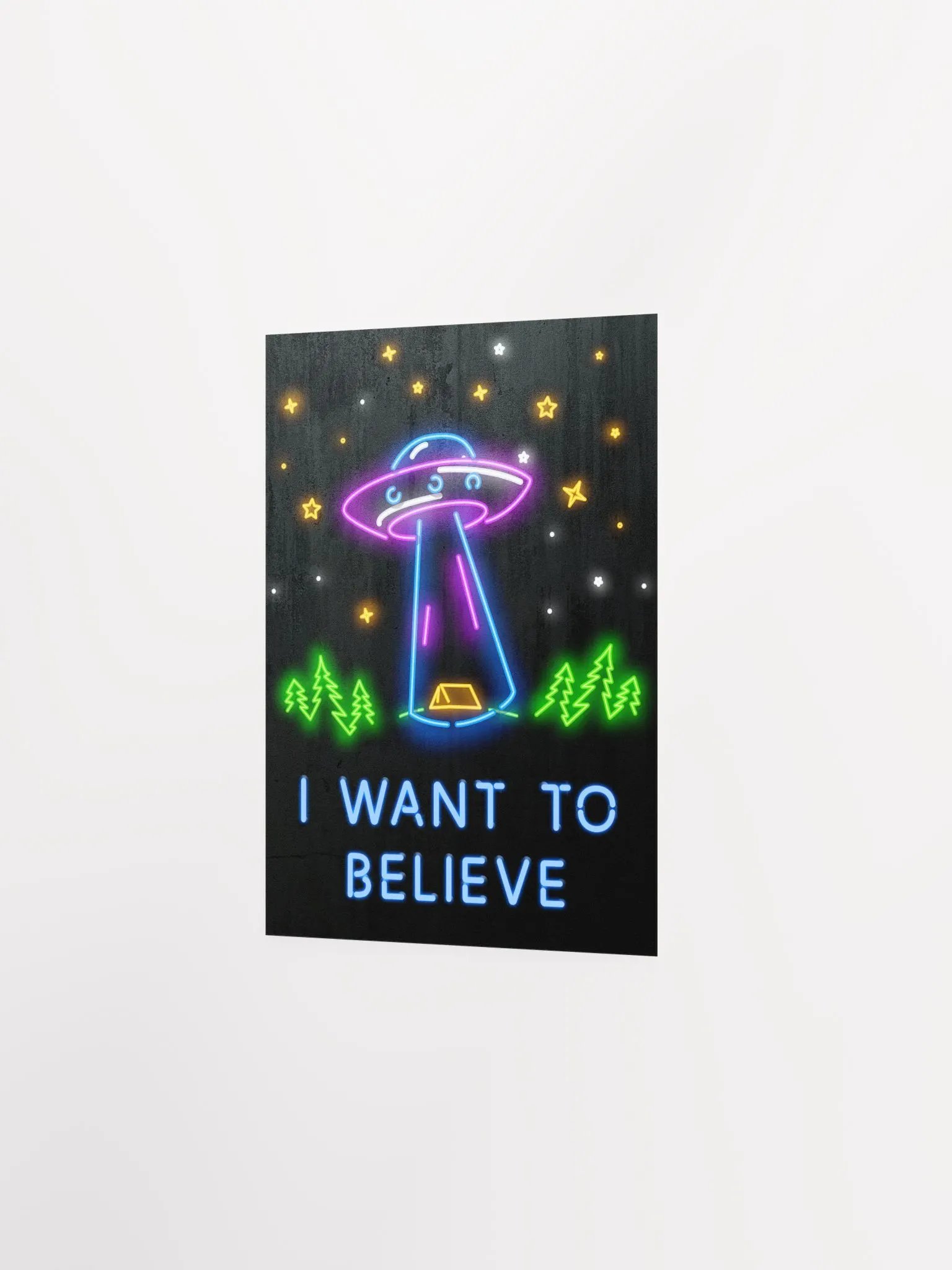 I want to believe / X-Files poster. Neon version — sci-fi poster, movie poster, space art print product image (7)