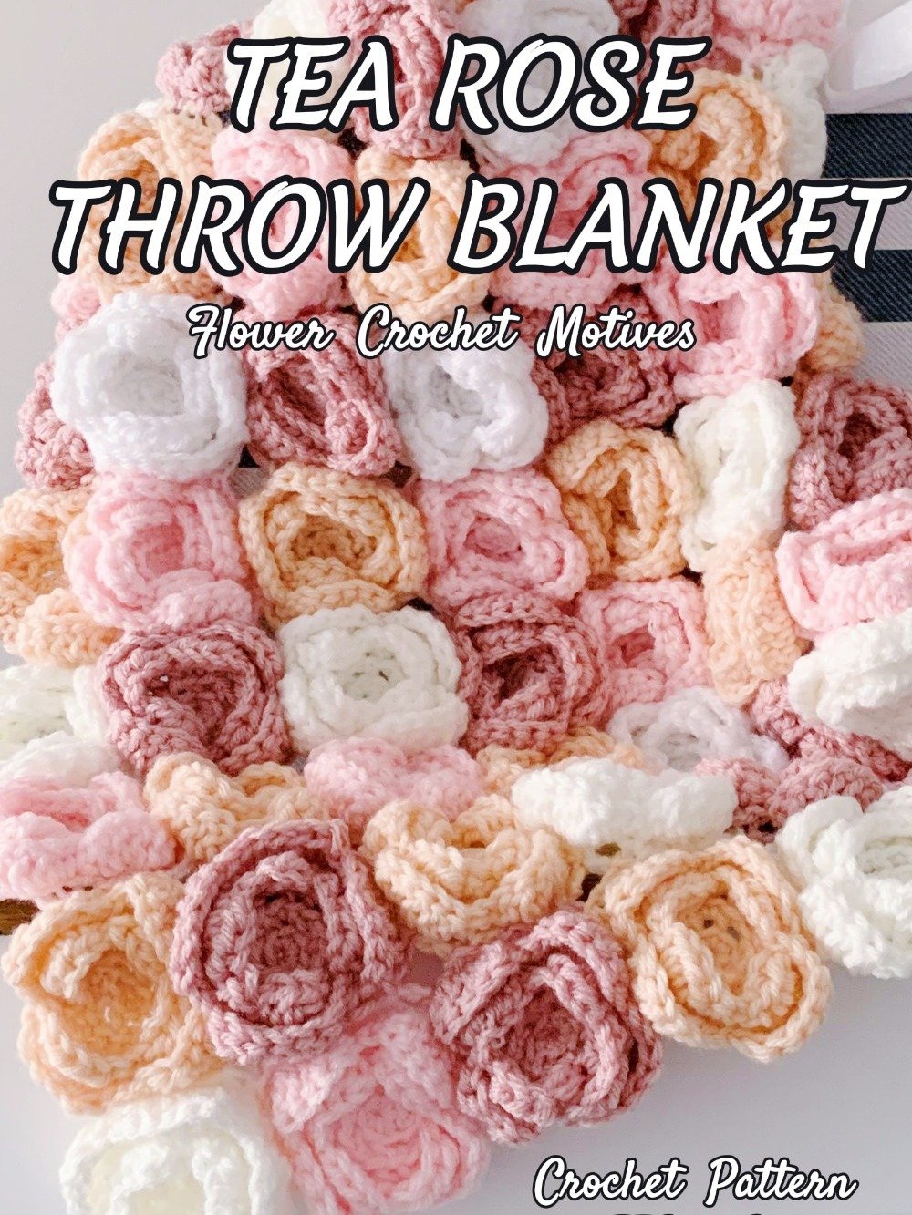 Tea Rose Baby Blanket Crochet Pattern & Video, Tea Rose Throw Blanket Home Decor Accent product image (7)