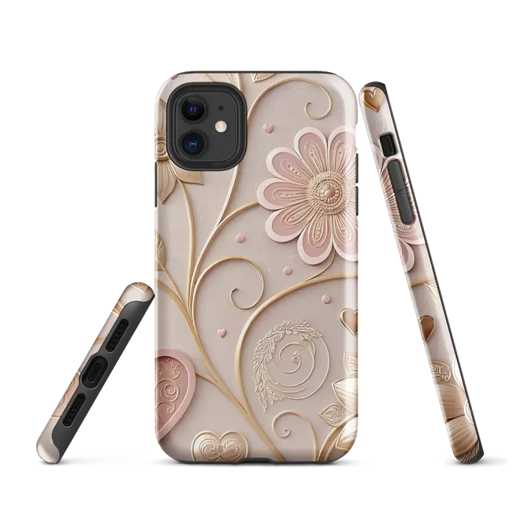 Luxury Artistic Floral Hearts iPhone® Tough Case product image (1)