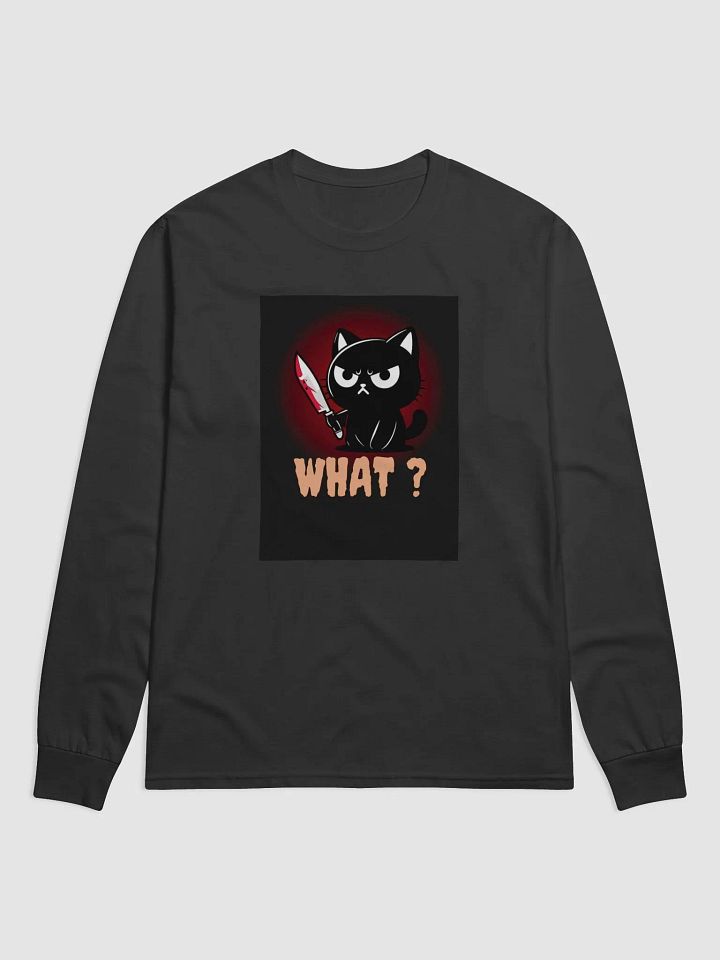 Angry Cute Black Cat Long Sleeve Shirt product image (1)