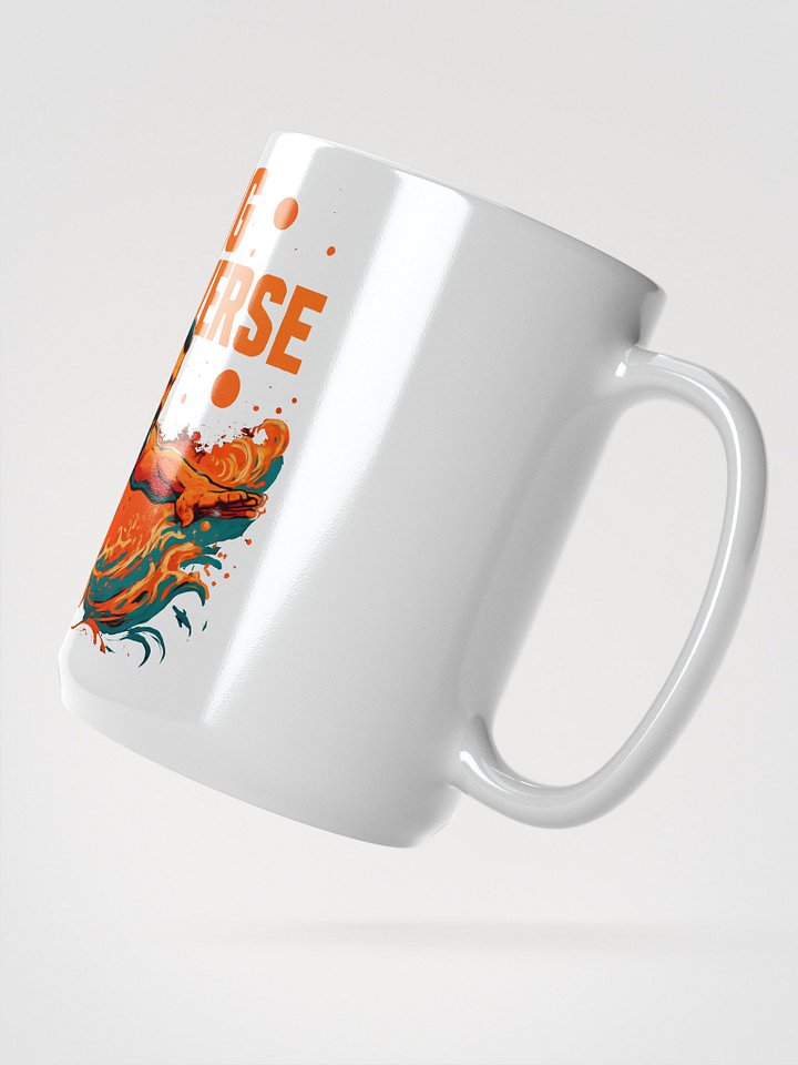 Orange-Hued Cosmic Journey: 'Swimming Through U-Verse glossy Mug product image (2)