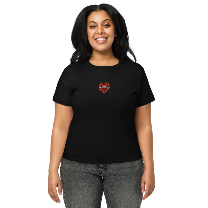 Flaming Heart - Got Firewood? | Embroidered High Waisted Tee product image (2)