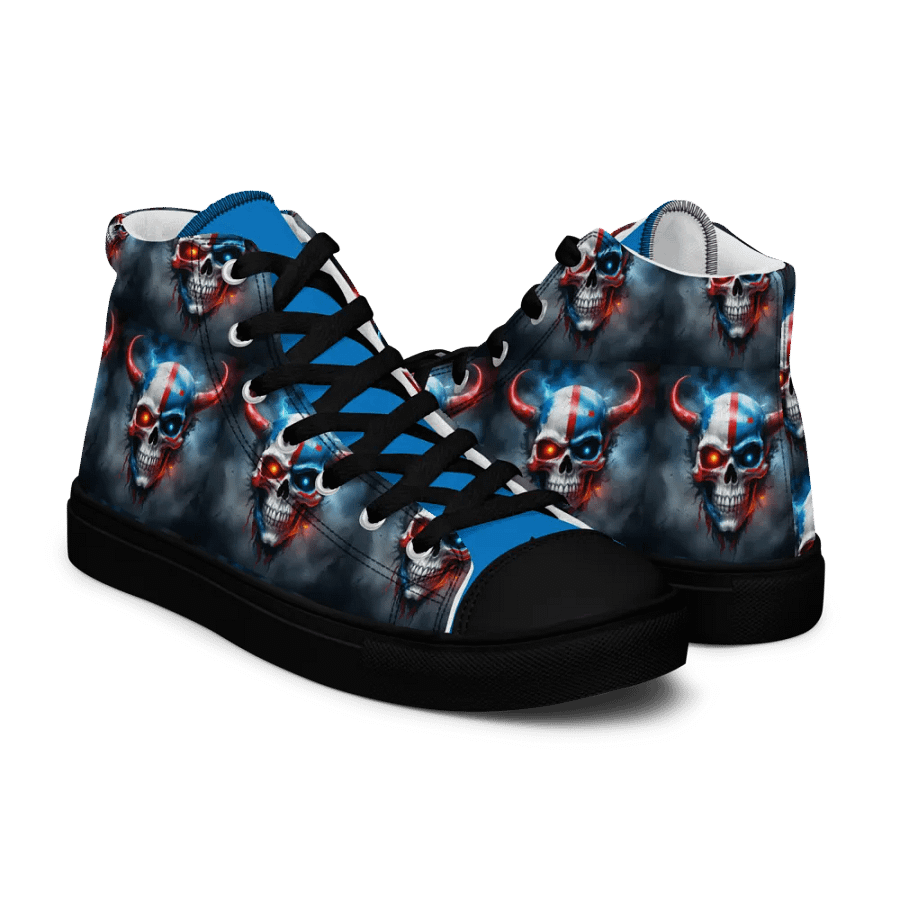 Red White and Blue Horned Skull Men's High Tops product image (11)