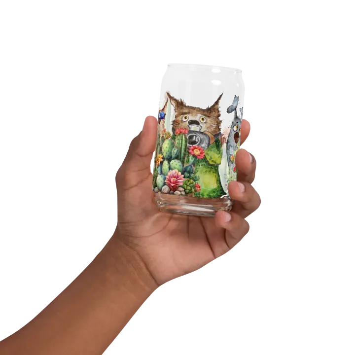 Desert Bloom: A Tale of Resilience Glass Can | 16 oz Friendship Blossoms Drinkware product image (2)