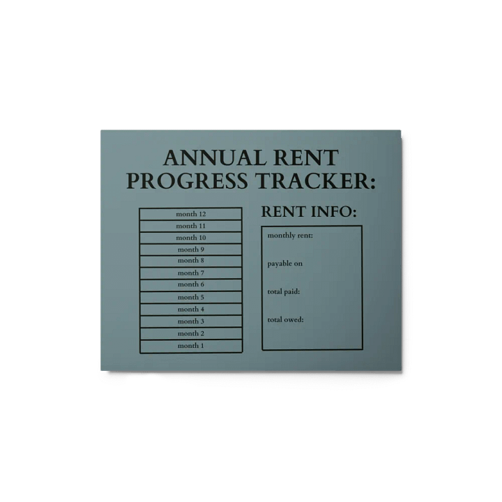 HIGHFALUTIN ANNUAL RENT TRACKER (black design 14) product image (1)