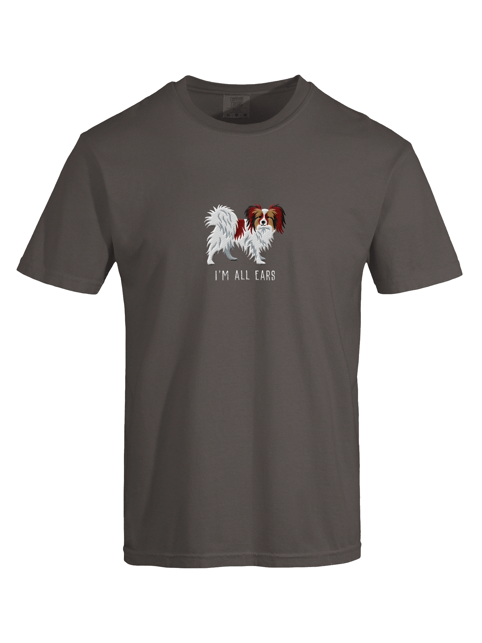 I'm All Ears T-Shirt(Embroidered) of a Papillon(Chocolate & White) product image (39)