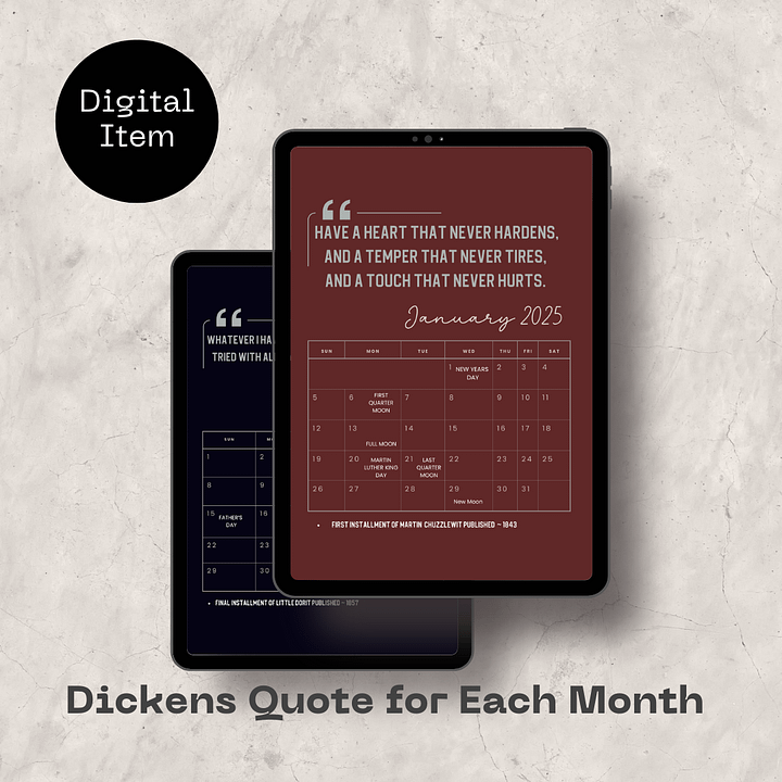 2025 Tablet Wallpaper Calendar: Charles Dickens Quotes product image (1)