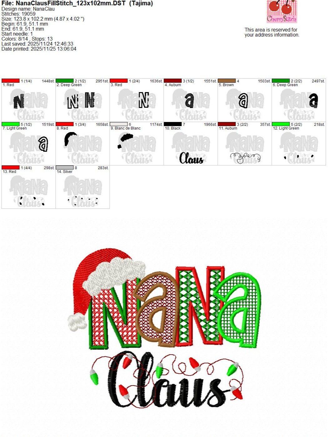 Nana Claus Embroidery Design for Family Decor – Instant Digital Download product image (7)