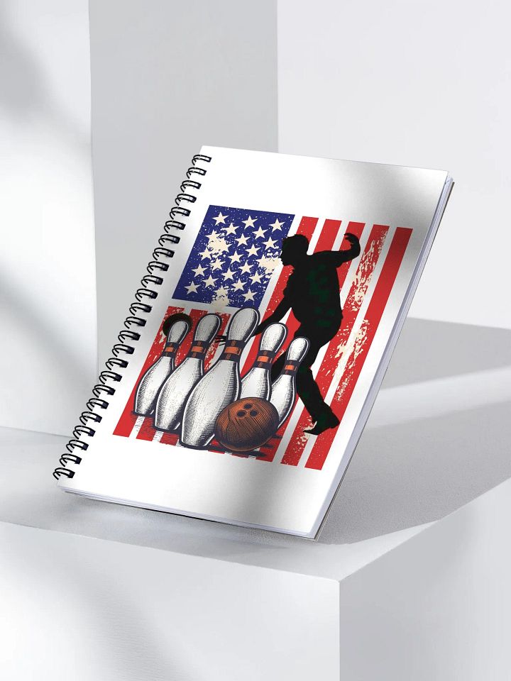Flag American Bowling Strike! Silhouette Spiral Notebook product image (2)