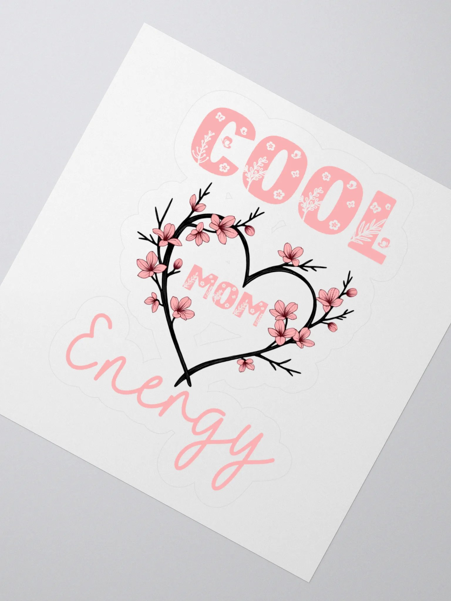 Cool Mom Energy Floral Heart Kiss Cut Stickers product image (4)