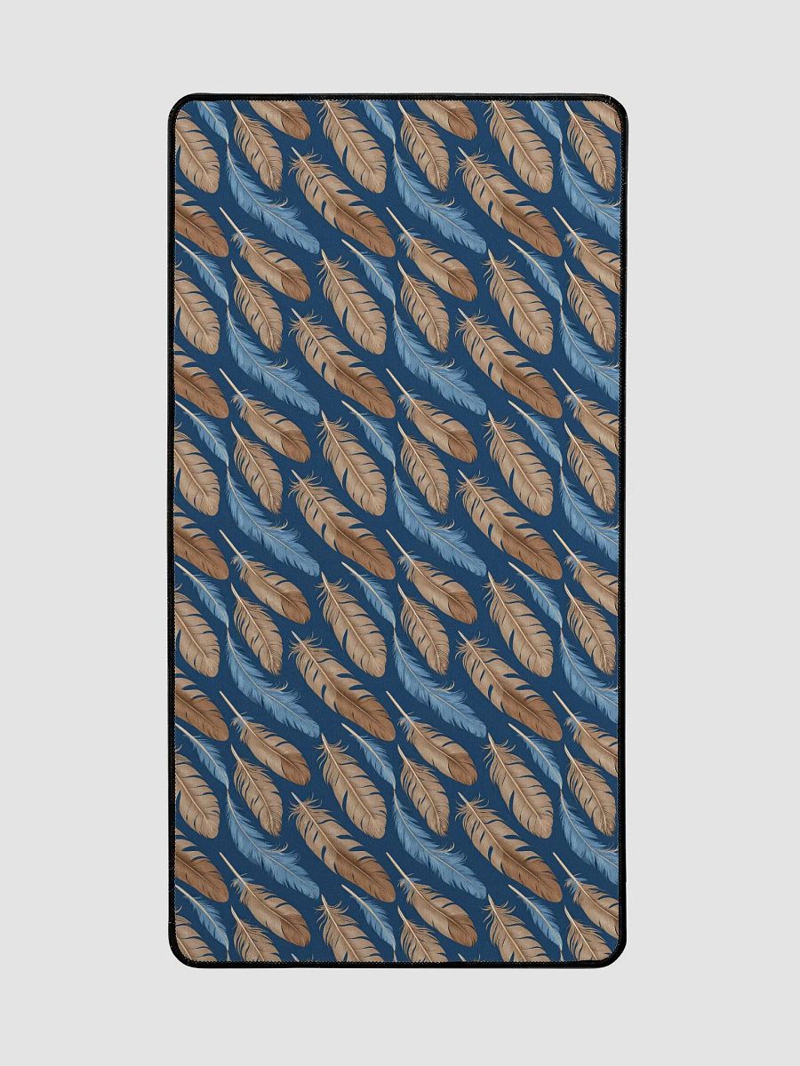 Desk Mat (31.5x15.5 inches) - Pattern of Blue and Brown Feathers product image (2)