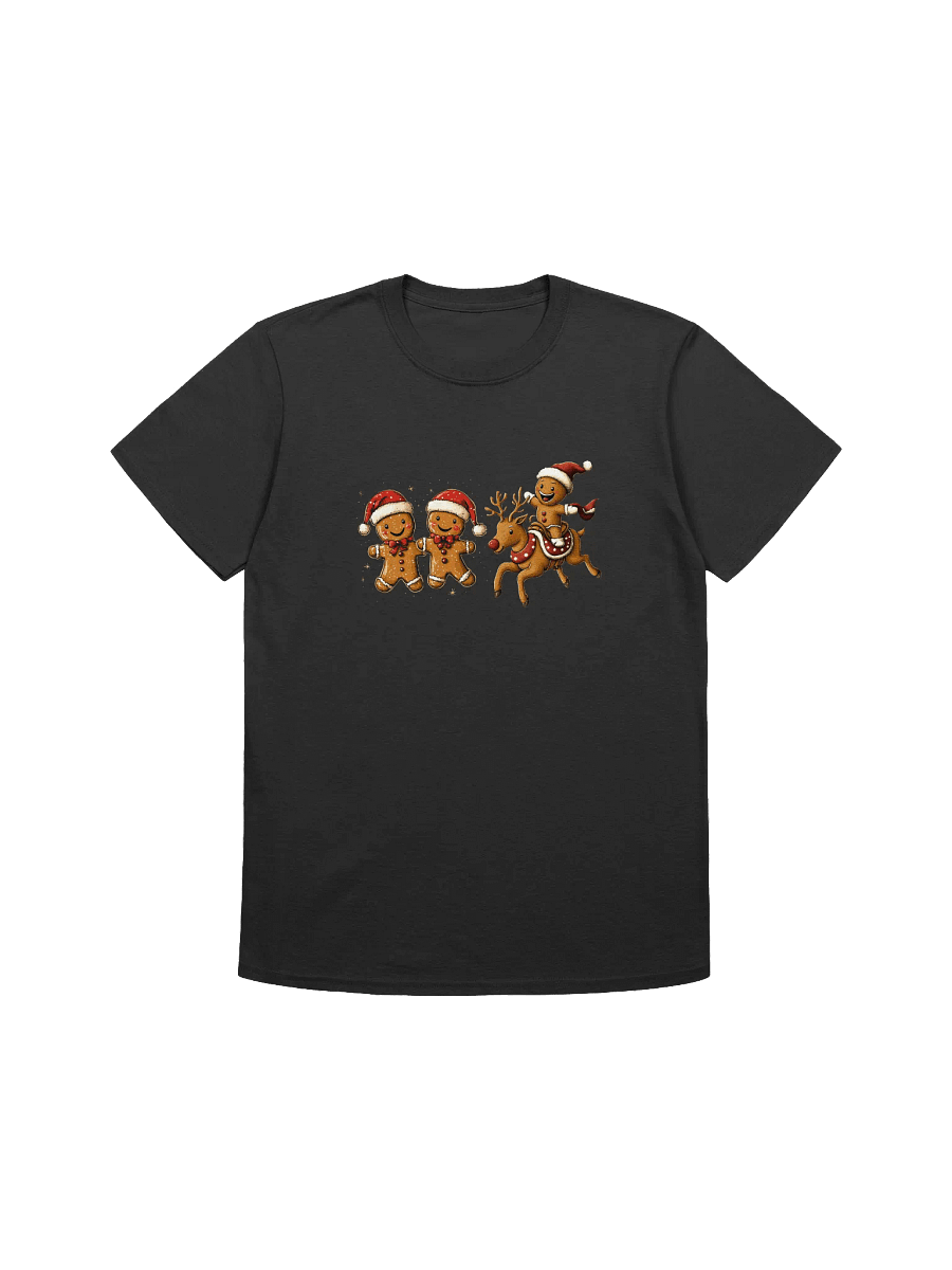 Playful Gingerbread Men and Reindeer Unisex Christmas T-Shirt product image (1)