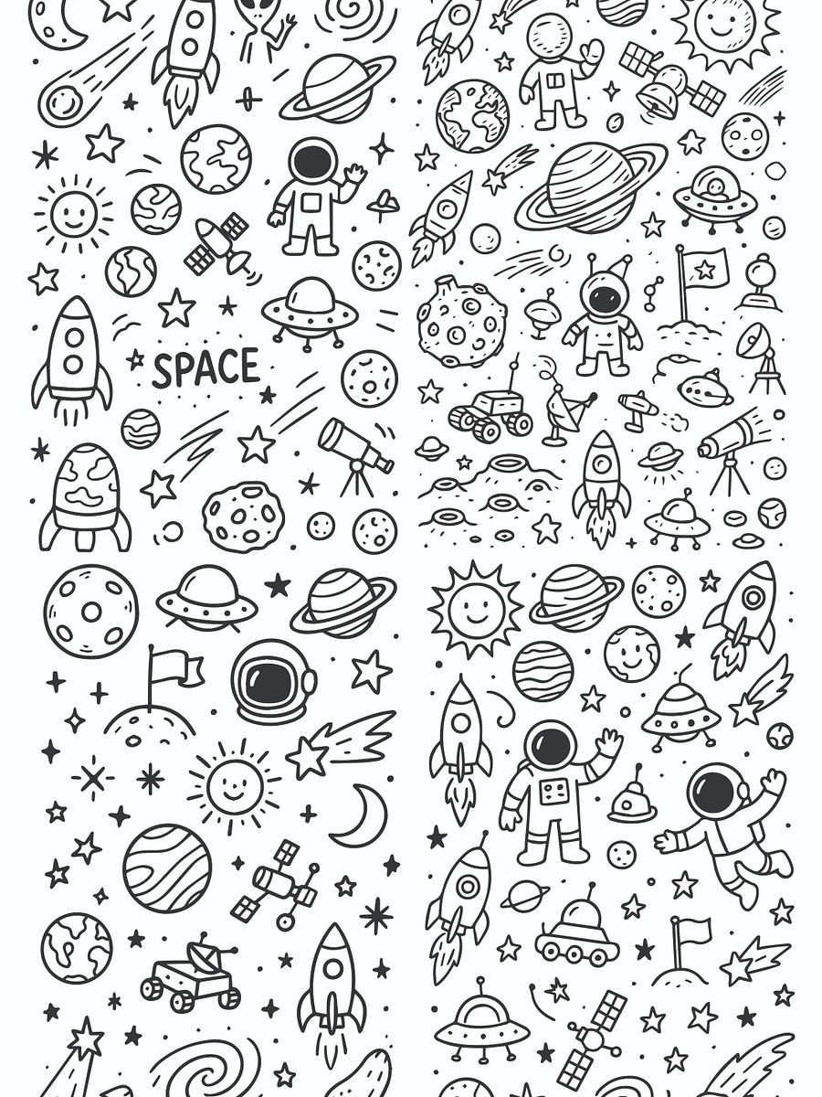 Space Doodles Vector Graphics Instant Download product image (6)