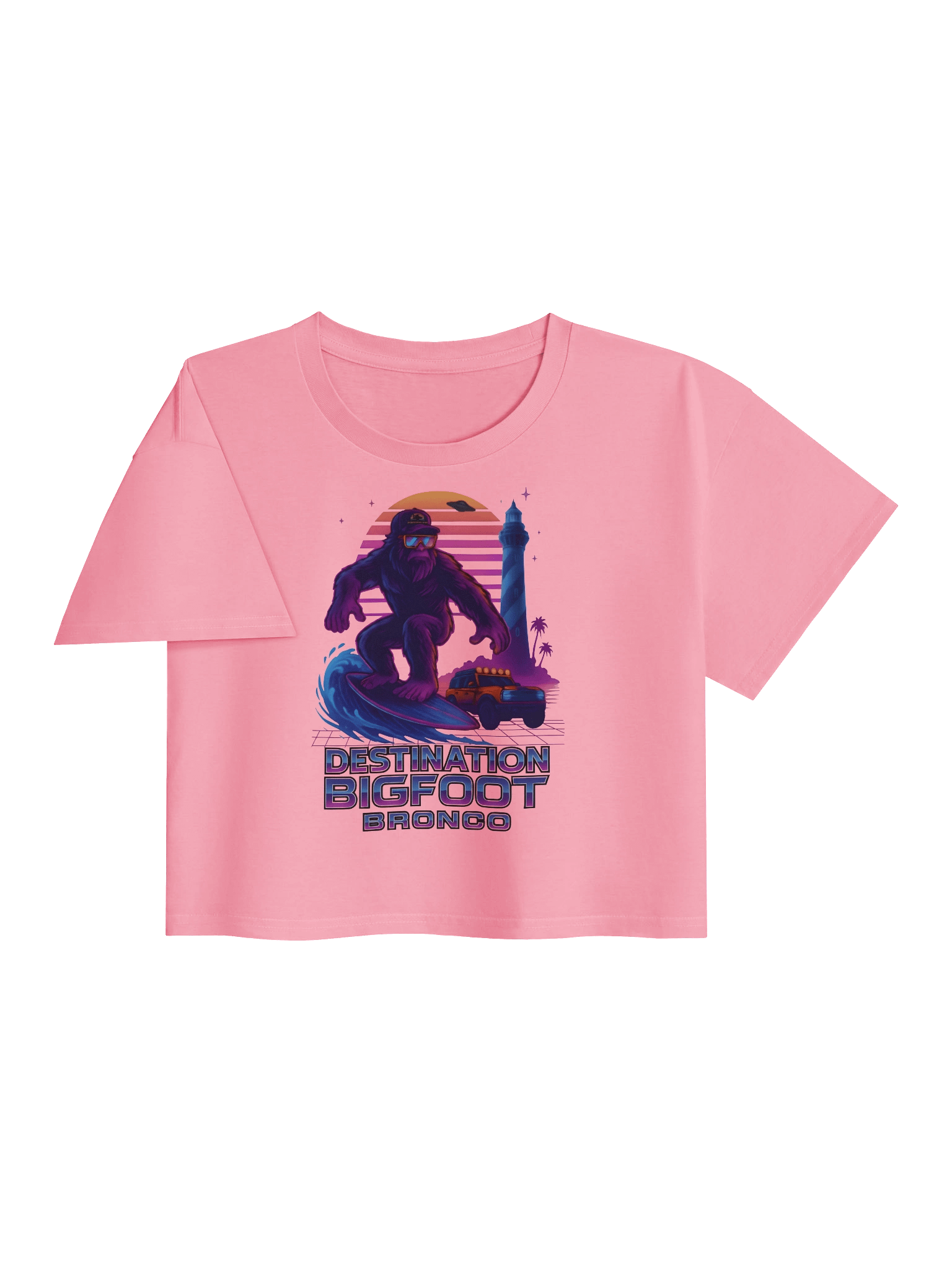 Destination Bigfoot Bronco Synthwave Women's Crop Top (Multiple Colors Available) product image (15)