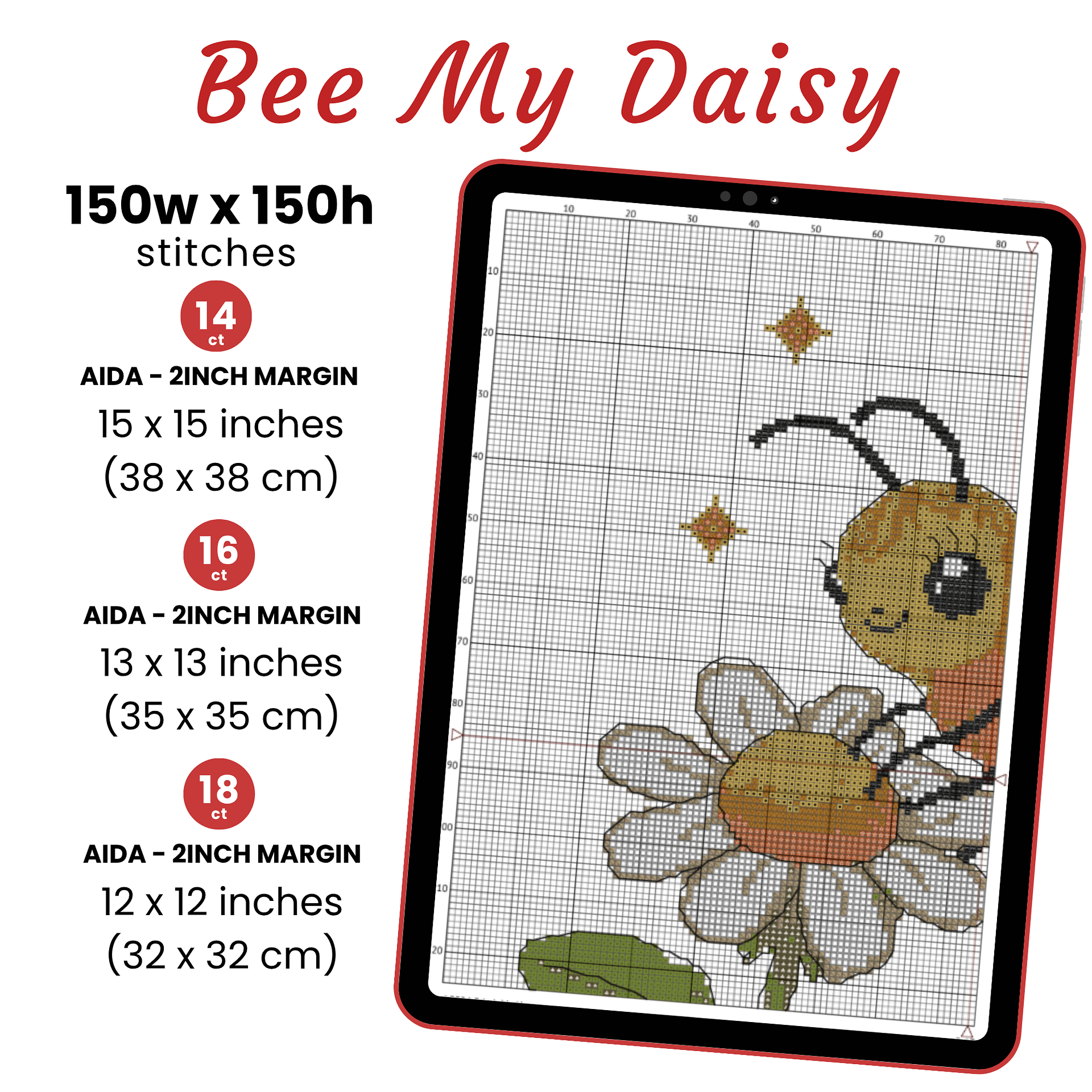 Bee my Daisy Cross Stitch Pattern product image (2)
