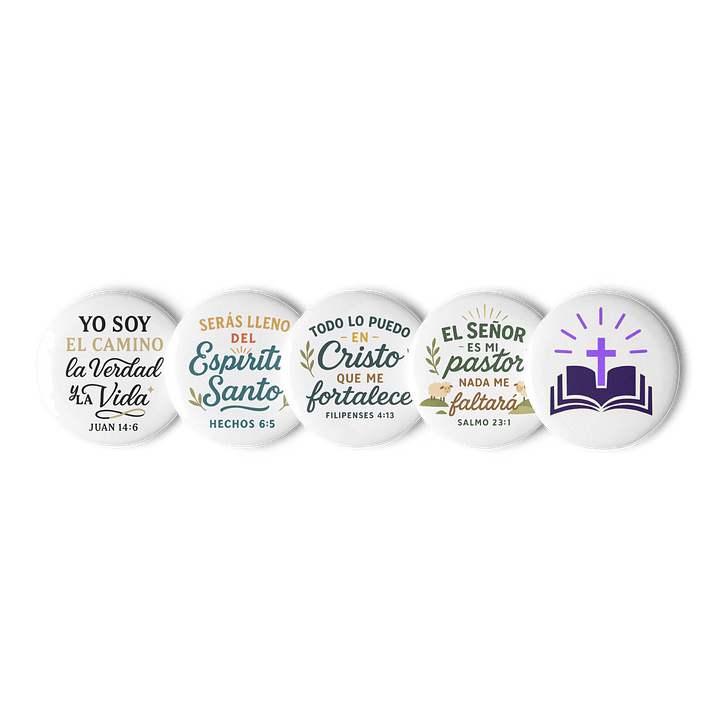 Christian Pin Button Set – Mensajes Cristianos – Spanish Verse Design product image (1)
