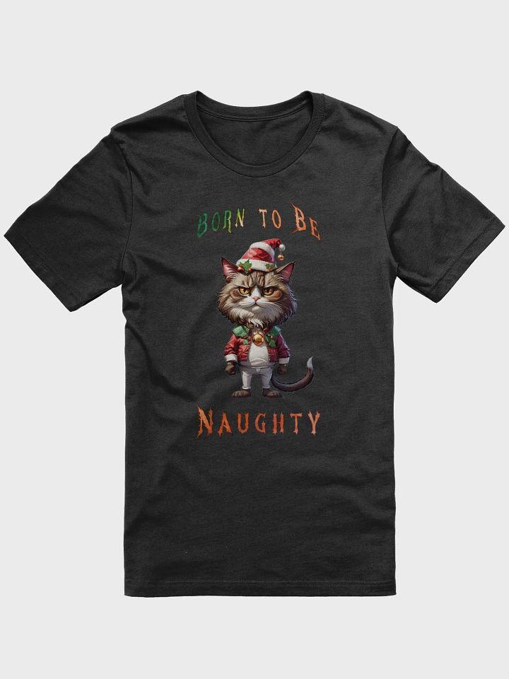 Born to be Naughty Christmas Cat Tee – Purrfectly Grumpy Festive Fun! product image (3)