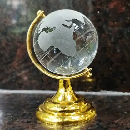 Shubhanjali Glass World Map Crystal Globe for Home Decor Items Study Table Office Gifts 45MM Decorative Showpiece - 6 cm (Crystal, Glass, White) product image (1)