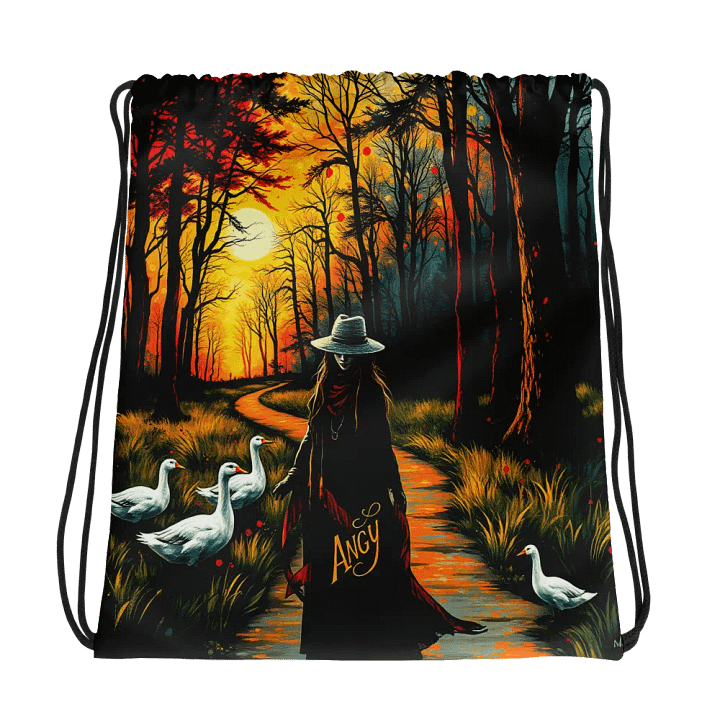 Enchanted Forest and the beautiful goose lady Drawstring Adventure Bag product image (1)