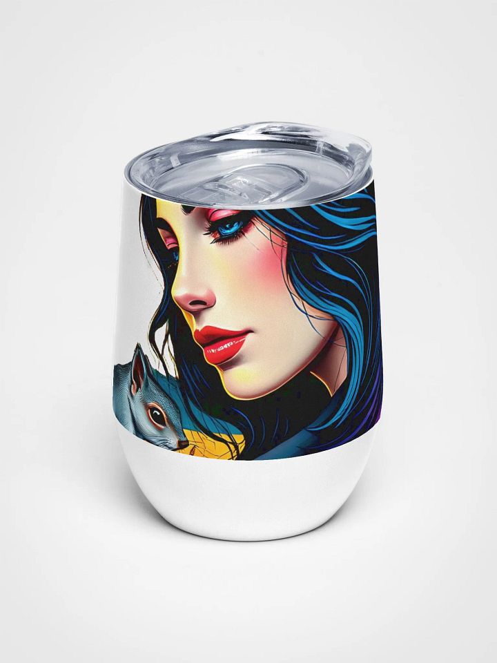 Serenity Sipper: Stylized Woman and Squirrel Wine Tumbler product image (1)
