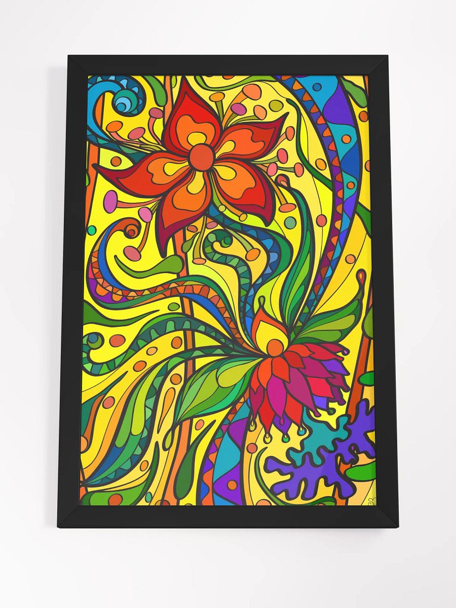 Whimsical Floral Swirls Framed Poster - Bright Starfish product image (4)