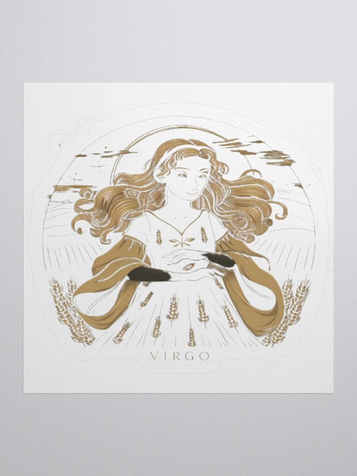 Virgo Zodiac Sticker - Maiden with Wheat & Floral - Vinyl product image (2)
