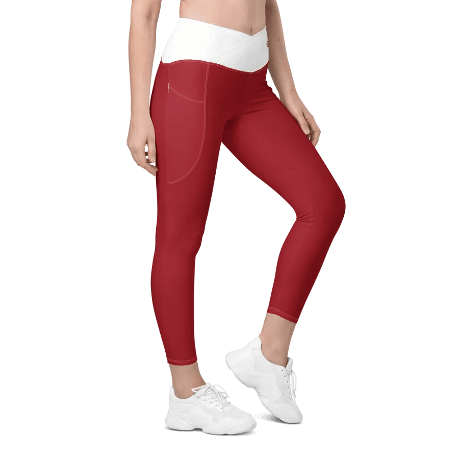 Women's Gingham Cherry High Waisted Leggings, Red product image (4)