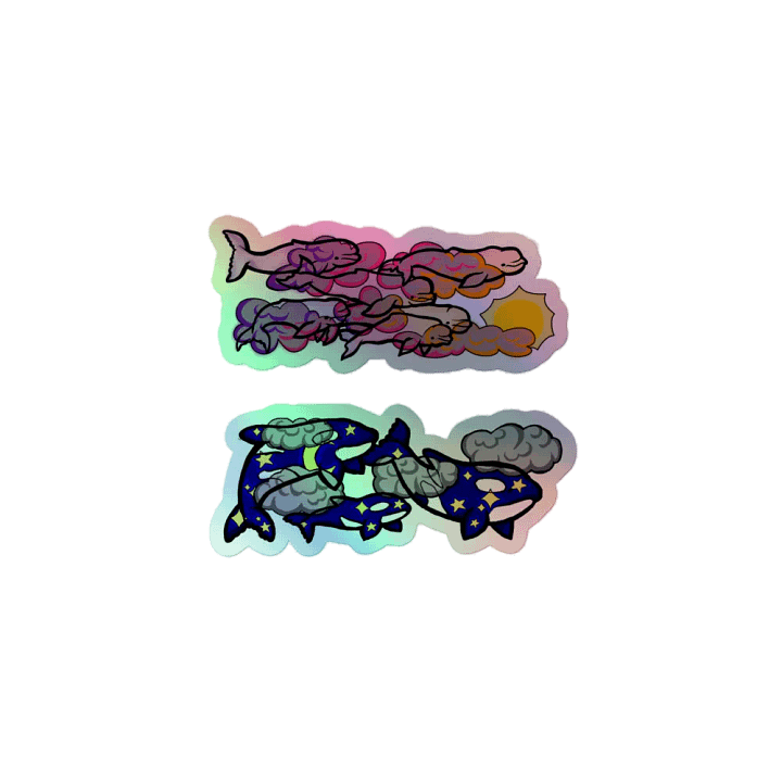 sunset beluga and midnight orca holographic sticker set product image (1)